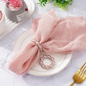 Rose Gold Pearl Beaded Napkin <b>Ring</b> Luxury Design <b>Stretched</b> Rhinestone Napkin <b>Ring</b> for Wedding Birthday Dinner Table Decoration - Product Image 6