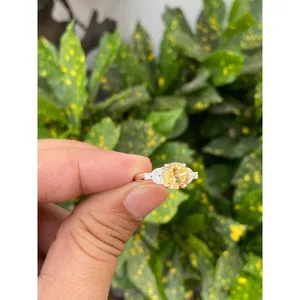 925 Silver Round Citrine <b>Ring</b> Vintage Style Engagement Gemstone <b>Ring</b> with Rhodium Plating Yellow & White Gold Bezel Setting - Product Image 2