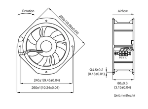 Ventilador Axial de Pared con Motor de Impulsor Coaxial Eléctrico de 8 Pulgadas y 610 CFM, Ajustable, OEM ODM, Doble Rodamiento de Bolas, 115/230V - Product Image 3