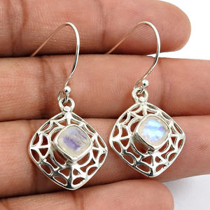 Fabulous Design 925 Sterling Silver Natural Rainbow Moonstone Chunky Dangle Earrings <b>Handmade</b> <b>Jewelry</b> Wholesale Price Suppliers - Product Image 4