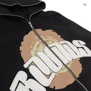 Nouveaux sweats à capuche zippés personnalisés avec impression en relief, en molleton épais 100 % coton biologique écologique pour homme, coupe classique - Product Image 5