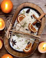 Lilin Aroma Labu dalam Mangkuk Kayu Putih Ramah Lingkungan Terbaik untuk Dekorasi Rumah & Luar Ruangan di Natal, Paskah & Hari Ayah