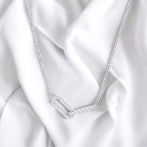 Wholesale 0.10 Carat Lab Grown <b>Diamond</b> Vintage Women's Paperclip Link <b>Necklace</b> in 18-Inch Sterling <b>Silver</b> Jewelry Supplier - Product Image 1