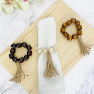 Viet Nam nouvelle tendance luxe accrocheur fait à la main en bois perlé rond de serviette pour la décoration de la maison de mariage - Product Image 4