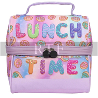 Fourre-tout isolé thermiquement en PEVA avec logo personnalisé, sac de boîte à lunch glacière, fermeture à glissière pour écoliers, enfants, par Raw to Fine