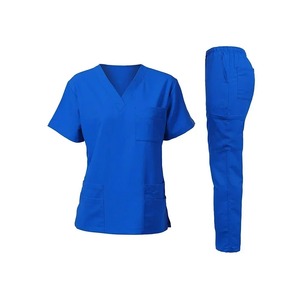 Scrubs uniforme costume à manches courtes col en v hauts pantalons de survêtement ensemble uniforme d'allaitement femmes multicolore Pet médecin gommage vêtements de travail médicaux - Product Image 1