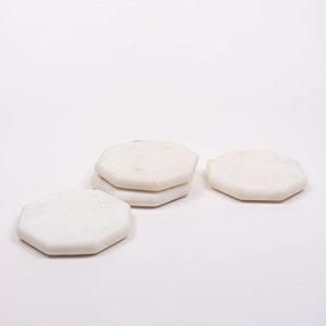 Hexagon Shape Marble Coasters Non-Slip Coffee Table Desk <b>Mat</b> with <b>round</b> Pattern for Home Office or Christmas Decor - Product Image 6