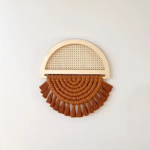 Nappa in Rattan Macrame appeso a parete in stile Vintage appeso a parete metà secolo arredamento moderno