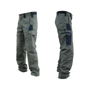 Pantalones Cargo de Lona para Hombre, Transpirables, con Múltiples Bolsillos, Casuales de Trabajo, Cintura Elástica Plana, Corte Recto, para Invierno, de Poliéster/Nailon - Product Image 1