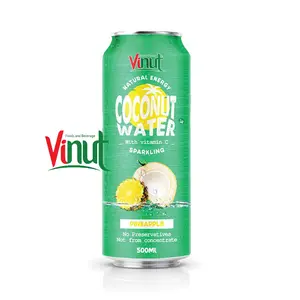 500ml VINUT Eau de coco pure pétillante avec arôme d'ananas Fabricant de boissons gazeuses Marque privée OEM ODM