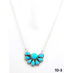 Collier en turquoise de Kingman du sud-ouest et argent sterling, fait main, motif en forme de fleur - Product Image 2