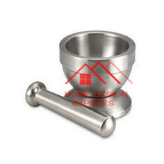 Mortier et pastel en métal en laiton de dernière conception en argent fini pour le meulage d'épices Accessoires de cuisine Cuisine de haute qualité - Product Image 4