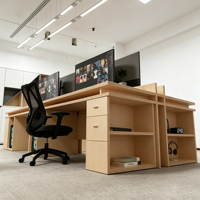 Poste de travail modulaire de bureau 4 places, cloison de bureau en bois pour le personnel