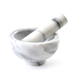 Ensemble mortier et pilon en marbre de granit lourd de 6 pouces, fait à la main, hautement poli, outils et gadgets de cuisine à domicile - Product Image 3