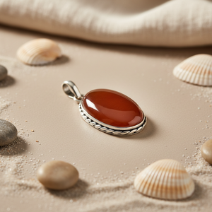 Pendentif en argent 925 avec cornaline pour femmes, bijoux en pierres précieuses religieuses faits à la main avec placage en rhodium, améthyste comme pierre principale - Product Image 1