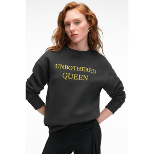 เสื้อสเวตเชิ้ตคอกลมโอเวอร์ไซส์ปักลายบริเวณคอสำหรับผู้หญิง GRIMELANGE ISOLUNE - Product Image 1