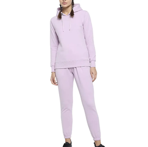 Ensemble 2 pièces pour femmes Survêtement uni Slim Fit 100% Cotton Fleece Tracksuit Custom Print Pullover Sports Track Suits for Women - Product Image 3