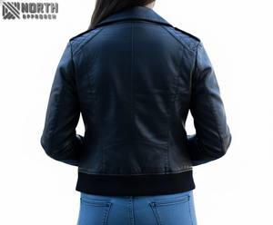 Veste en cuir véritable pour femmes et filles 100% Veste en cuir véritable pour femmes Veste en cuir personnalisée pour dames Vente en gros coupe ajustée - Product Image 2