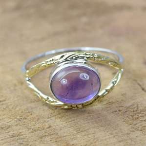 Handmade 925 Sterling Silver <b>Fine</b> <b>Ring</b> Unique Classic Design with Natural Amethyst Gemstone Customized Eternity Vermeil - Product Image 1