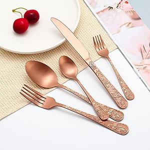 Juego de cubiertos de acero inoxidable chapados en oro rosa hechos a mano Material inoxidable con espejo Duradero para comidas diarias Ocasiones especiales - Product Image 1