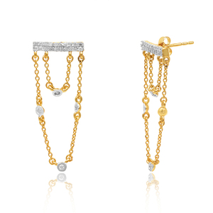 Fine Jewelry Manufacture Gold Plated 925 Sterling <b>Silver</b> White Topaz Gemstone Drop Chain <b>Earring</b> for Women Jewelry - Product Image 4