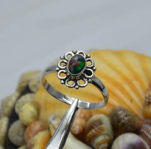 Black Ethiopian <b>Opal</b> Bezel Setting 925 Sterling Silver Gemstone Chunky Elegant Natural Stone Handmade Jewelry October Birthstone - Product Image 2