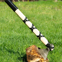 Hache Tomahawk industrielle haut de gamme en acier inoxydable avec manche en bois, longueur totale de 20 pouces, poids personnalisable pour la chasse et le camping