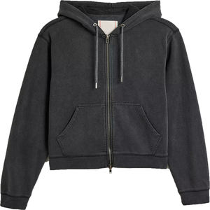 Sudadera corta con capucha corta y cremallera para mujer, Jersey corto, sudadera de manga larga, estilo callejero, hombro caído para niñas - Product Image 1