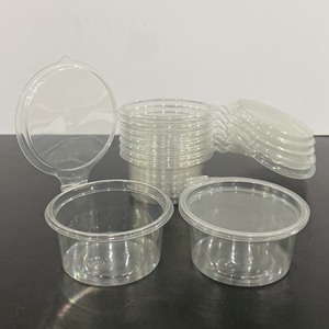 Échantillons gratuits Gobelets à sauce en plastique PET du fabricant vietnamien 2oz 60ml Récipient à sauce jetable à emporter avec couvercle à charnière à bas prix - Product Image 1