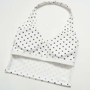 Polka Dot Sorority Tanktop Vintage Spandex/Cotton <b>High</b> Street Fitness Crop Top <b>Knee</b> Shorts Set Patches Custom - Product Image 2