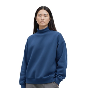 Nouveaux sweats à col montant orange pour femmes, conception OEM, épaules tombantes, surdimensionnés, avec appliqués, pour l'extérieur, pour filles, OEM - Product Image 2
