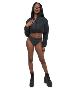 Femmes de haute qualité matelassé Crop doudoune à manches longues bouton décoration hiver décontracté Street-Wear automne-XL taille en gros - Product Image 2