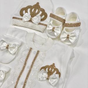 Venta al por mayor de encargo de alta calidad del bebé niñas cambiantes cojín saco de dormir de 4 piezas 100% de algodón de punto mameluco conjunto con manta - Product Image 3