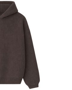 Suéter con Capucha de Punto Acanalado Marrón Oscuro para Hombre, Jersey Cálido de Invierno, Manga Larga, Informal, Ropa de Calle, Suave y Acogedor - Product Image 3