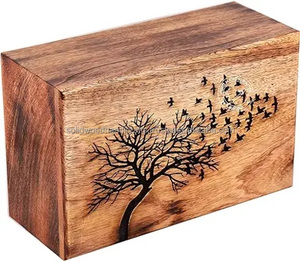Super qualifier urne en bois faite à la main en gros urnes de crémation fournitures funéraires urnes en bois pour cendres humaines adulte - Product Image 4