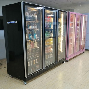 Réfrigérateur commercial vertical à double température pour supermarché, 3 portes vitrées, en acier galvanisé, sans givre, avec affichage numérique pour boissons - Product Image 1