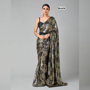 Blusa de Sari Elegante y Moderna, Estilo Étnico Tradicional, para Fiestas, Todas las Temporadas, 60 Gramos, con Bordado de Lentejuelas de 3MM y 5MM, en Oferta - Product Image 1