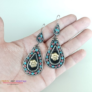 Auténticos pendientes de plata alemana Kuchi, joyería Tribal artesanal, proveedor a granel Premium - Product Image 3