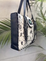Sac fourre-tout en cuir de vachette pour femme avec fermeture éclair, style western écologique, à franges, nouvelle collection, multi-usage, design en cuir de cheval