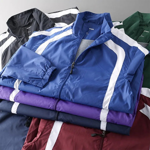 High Quality Mens Oversized Waterproof 100% Nylon Solid Color Windbreaker Black Zipper Men - Product Image 1