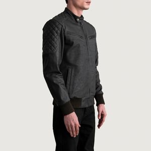 Blouson bombardier personnalisé en cuir marron pour hommes col montant décontracté hiver Style avant fermeture avec logo Service OEM coupe-vent - Product Image 5