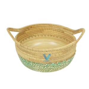 Bol en bambou filé écologique mélange jacinthe d'eau bol de service fait main vaisselle rustique accessoires de salle à manger - Product Image 5