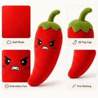Juguete de Peluche de Chile Rojo Personalizado, Juguete de Peluche de Vegetales Bordado, Suave, para Regalos, Fabricación OEM ODM