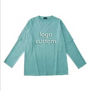 T-shirt à manches longues pour homme, double couche en polyester/coton, tricoté, de haute qualité, avec logo personnalisé, style vintage, anti-plis, collection 2026 - Product Image 1