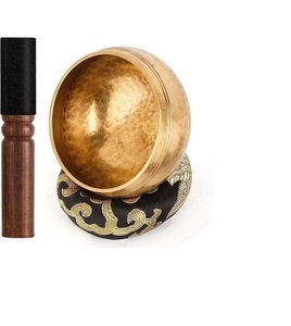 Bol chantant de méditation, design martelé, laiton pur plaqué or, ensemble de yoga sonore pour chakras, cloche spirituelle, bols en métal - Product Image 5