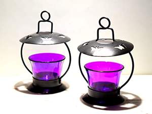 Métal fer-votives-photophore-chandelier en verre En Métal Fer votive Porte-Bougie Verre Rose - Product Image 5