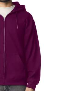 Sudadera con capucha unisex con cremallera completa en color granate oscuro, sudadera con capucha de forro polar con cremallera completa, impresión de logotipo personalizado OEM, ropa informal diaria para hombres y mujeres - Product Image 3