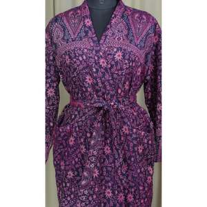 Cozy Warm Winter Romance Yak Wool Blend Women's Purple Floral <b>Cardigan</b> House <b>Coat</b> Quirky Pockets Comfortable ODM Woven - Product Image 2