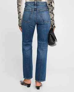 Pantalones vaqueros elásticos de cintura alta para mujer 100% Pantalones vaqueros de moda de alta calidad diseño vaqueros sólidos - Product Image 3