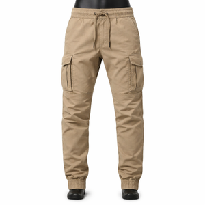 กางเกงจ็อกเกอร์คาร์โก้ผู้ชาย เอวยางยืด มีเชือกผูก ทรงสอบ หลายกระเป๋า กางเกงลำลองสำหรับทำงาน ขายส่งแบบ OEM - Product Image 1